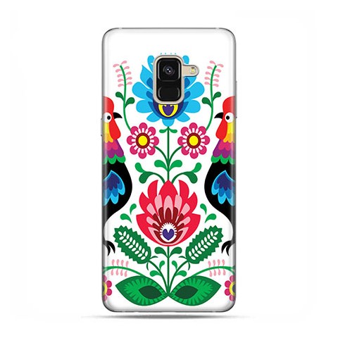Samsung Galaxy A8 2018 - etui na telefon z grafiką - Łowickie wzory kwiaty.