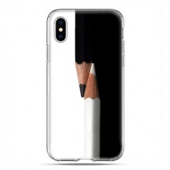 Apple iPhone X / Xs - etui na telefon - Biały i czarny ołówek