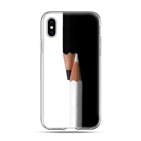 Apple iPhone X / Xs - etui na telefon - Biały i czarny ołówek