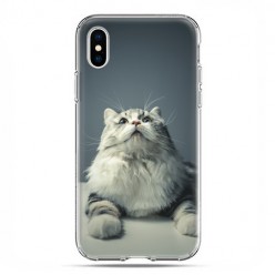 Apple iPhone X / Xs - etui na telefon - Ciekawski szary kot