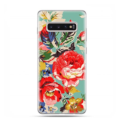 Samsung Galaxy S10 Plus - etui na telefon z grafiką - Kolorowe róże.