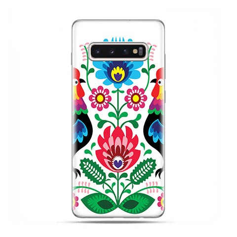 Samsung Galaxy S10 Plus - etui na telefon z grafiką - Łowickie wzory kwiaty.