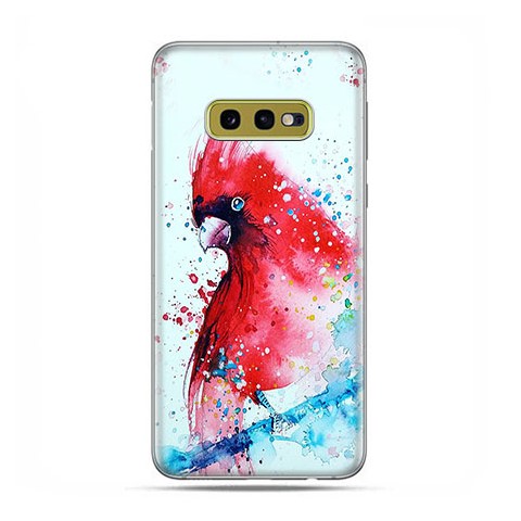 Samsung Galaxy S10e - etui na telefon z grafiką - Czerwona papuga watercolor.
