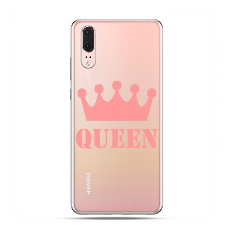 Huawei P20 - etui na telefon z grafiką - Queen z różową koroną
