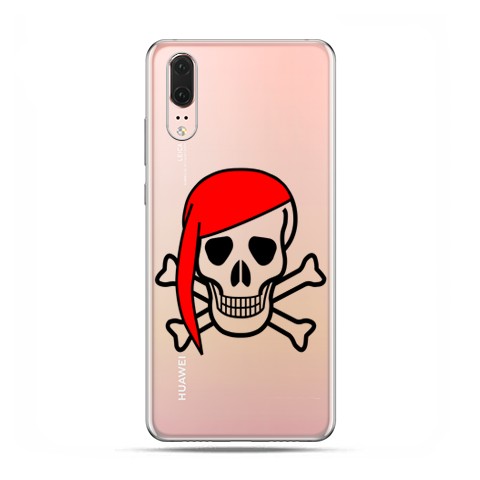 Huawei P20 - etui na telefon z grafiką - Pirat Roger z czerwoną chustą