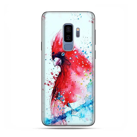 Samsung Galaxy S9 Plus - etui na telefon z grafiką - Czerwona papuga watercolor.