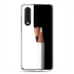 Huawei P30 - silikonowe etui na telefon - Biały i czarny ołówek