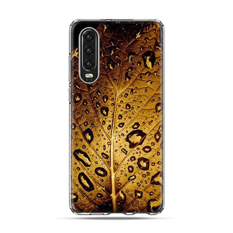 Huawei P30 - silikonowe etui na telefon - Złoty liść