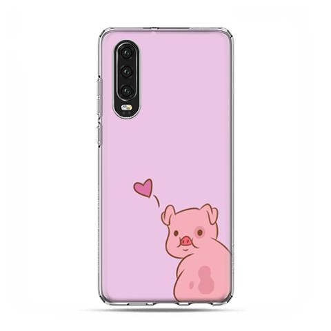 Huawei P30 - silikonowe etui na telefon - Zakochana świnka