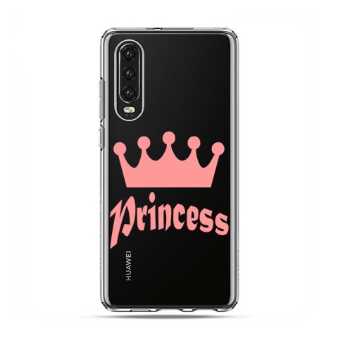 Huawei P30 - silikonowe etui na telefon - Princess z różową koroną
