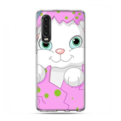 Huawei P30 - silikonowe etui na telefon - Różowy królik