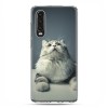 Huawei P30 - silikonowe etui na telefon - Ciekawski szary kot
