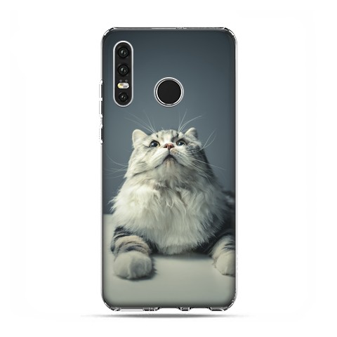 Huawei P30 Lite - etui na telefon - Ciekawski szary kot