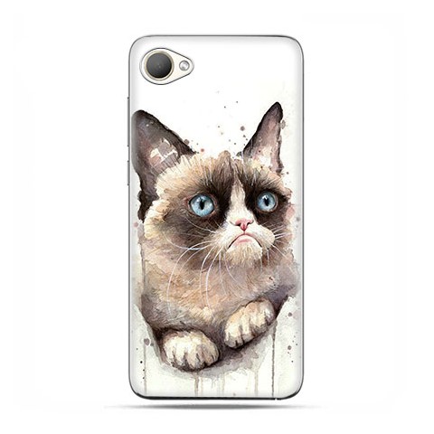 HTC Desire 12 - etui na telefon z grafiką - Kot zrzęda watercolor.
