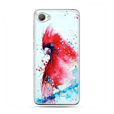 HTC Desire 12 - etui na telefon z grafiką - Czerwona papuga watercolor.