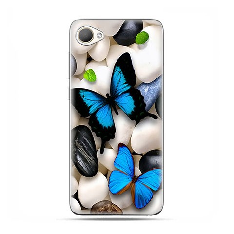 HTC Desire 12 - etui na telefon z grafiką - Niebieskie motyle.
