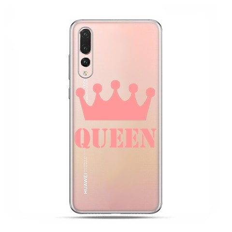 Huawei P20 Pro - silikonowe etui na telefon - Queen z różową koroną