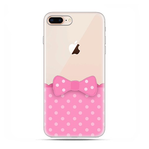Apple iPhone 8 - etui case na telefon - Polka dot różowa kokardka