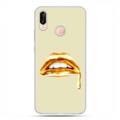 Huawei P20 Lite - etui nakładka na telefon złoto usta