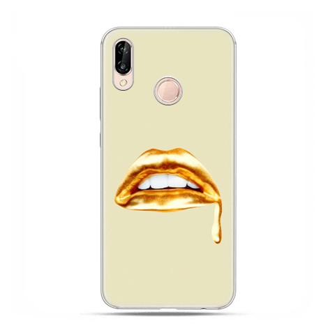 Huawei P20 Lite - etui nakładka na telefon złoto usta
