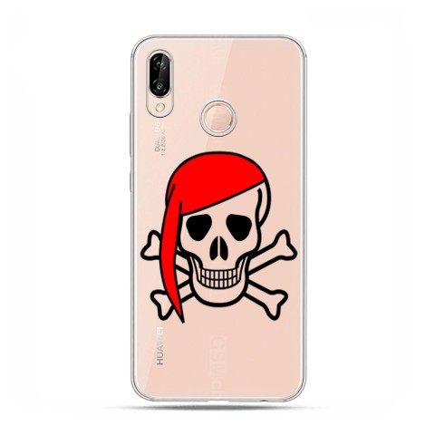 Huawei P20 Lite - etui nakładka na telefon Pirat Roger z czerwoną chustą