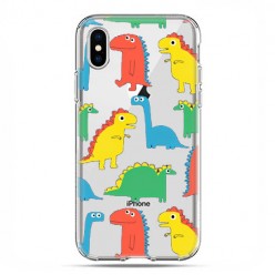 Apple iPhone X / Xs - etui na telefon - Kolorowe dinozaury