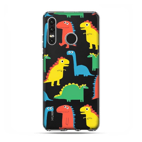 Huawei P30 Lite - silikonowe etui na telefon - Kolorowe dinozaury