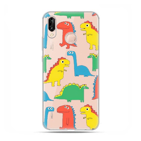 Huawei P20 Lite - etui nakładka na telefon Kolorowe dinozaury
