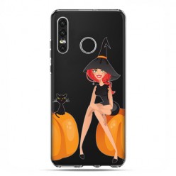 Huawei P30 Lite - etui na telefon - Halloween, czarownica i dynie