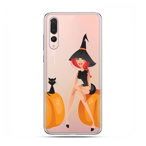 Huawei P20 Pro - silikonowe etui na telefon - Halloween, czarownica i dynie