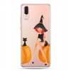 Huawei P20 - etui na telefon z grafiką - Halloween, czarownica, kot i dynie