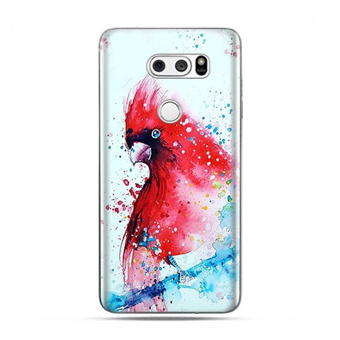 LG V30 - etui na telefon z grafiką - Czerwona papuga watercolor.