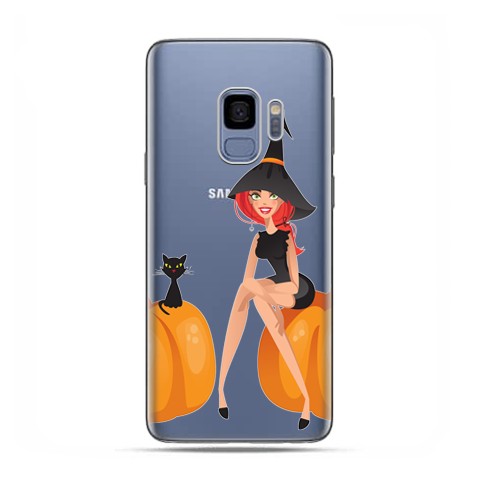 Samsung Galaxy S9 - etui na telefon z grafiką - Halloween, czarownica kot i dynie