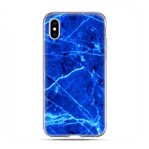 Apple iPhone X / Xs - etui na telefon - Niebieski jaskrawy marmur