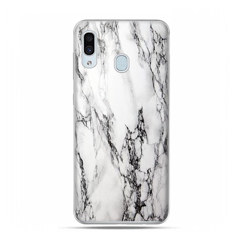 Samsung Galaxy A30 SM-A305 - etui na telefon z grafiką - Biało czarny marmur