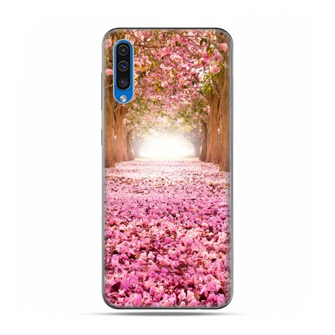 Etui na telefon Samsung Galaxy A50 - różowe liście w parku.