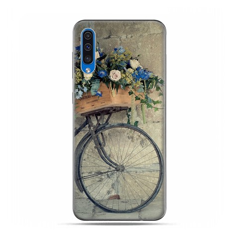 Etui na telefon Samsung Galaxy A50 - rower z kwiatami.
