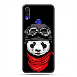 Xiaomi Redmi Note 7 - etui na telefon wzory - Panda w czapce.