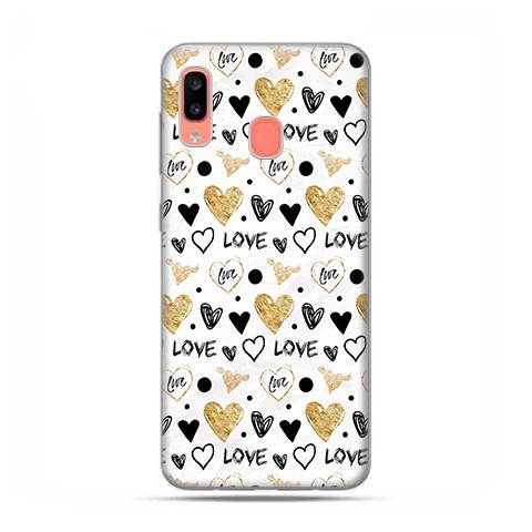 Samsung Galaxy A20E - etui na telefon wzory - Serduszka Love.