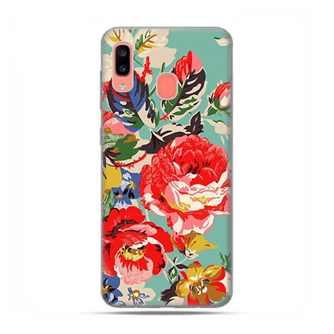 Samsung Galaxy A20E - etui na telefon wzory - Kolorowe róże.