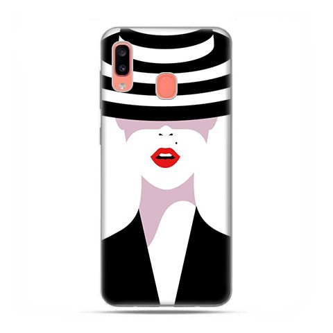 Samsung Galaxy A20E - etui na telefon wzory - Kobieta w kapeluszu.