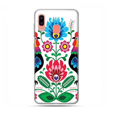 Samsung Galaxy A20E - etui na telefon wzory - Łowickie wzory kwiaty.