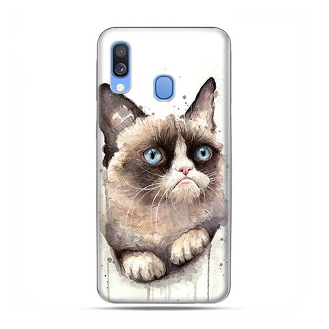 Samsung Galaxy A40 - etui na telefon wzory - Kot zrzęda watercolor.