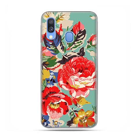 Samsung Galaxy A40 - etui na telefon wzory - Kolorowe róże.