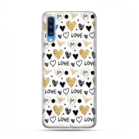 Samsung Galaxy A70 - etui na telefon wzory - Serduszka Love.