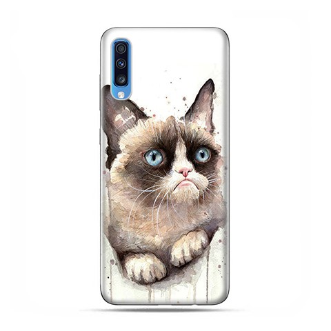 Samsung Galaxy A70 - etui na telefon wzory - Kot zrzęda watercolor.