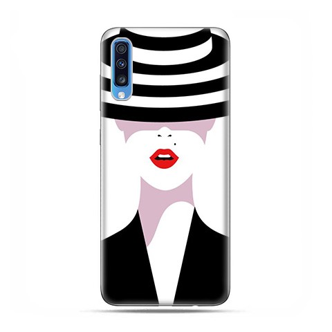 Samsung Galaxy A70 - etui na telefon wzory - Kobieta w kapeluszu.