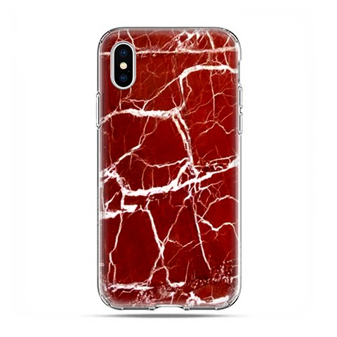 Apple iPhone X / Xs - etui na telefon - Spękany czerwony marmur