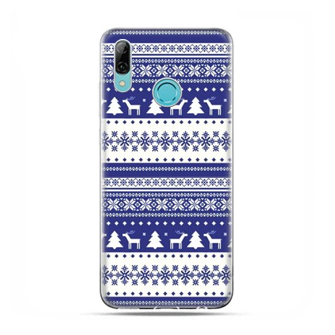 Huawei P Smart 2019 - etui case na telefon - Niebieskie renifery sweterek