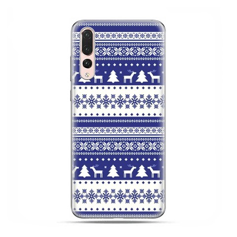 Huawei P20 Pro - case etui na telefon - Niebieskie renifery sweterek